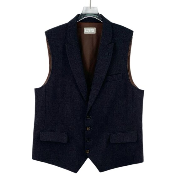 Brunello Cucinelli black wool sleeveless vest